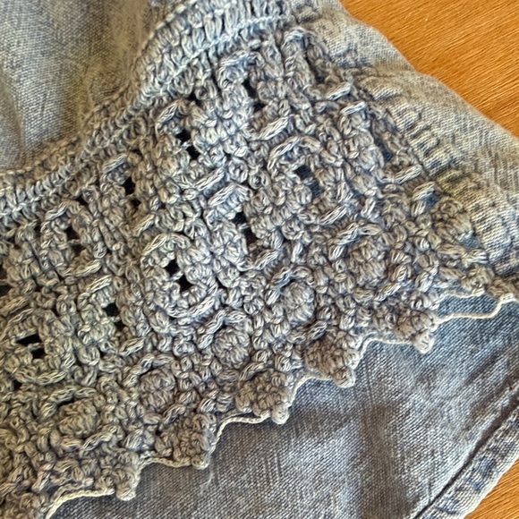 Blue Crochet Denim Mini Dress. 100% Cotton. Made in Peru - Picture 4 of 4